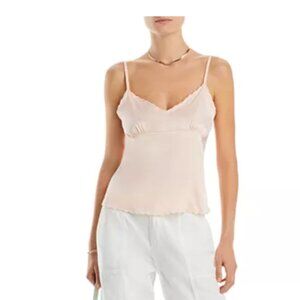 AQUA Silk Soft Pink Balletcorp V Neck Strappy Cami Tank Top